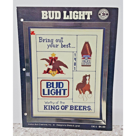 Bud Light King of Beers Cross Stitch Pattern by Shelia & Janet - Picture 1 of 1
